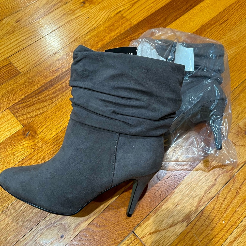 Express Slouchy Suede Heeled Bootie